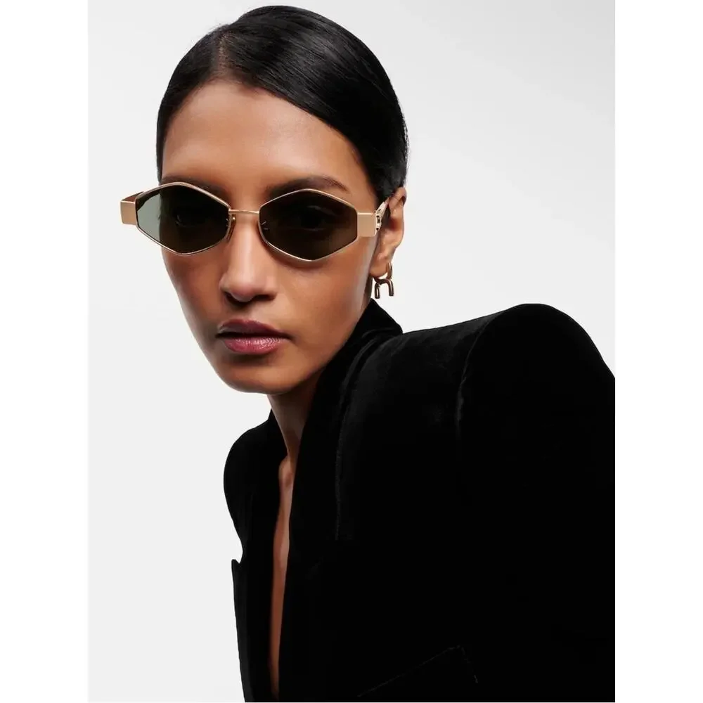 New Celine CL40254U 28A Sunglasses Rose Gold Geometric Shape Authentic